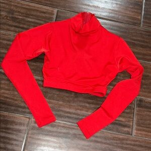 Varsity Red Long Sleeve Crop Top